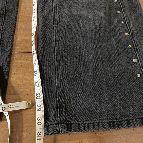 Homme Femme Baggy Jeans Men’s Sz 36 New Black Studded Denim 90s Y2 goth $215 - Picture 6 of 9